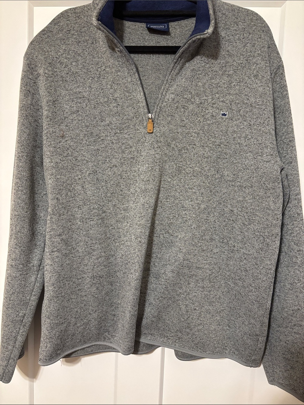 crown & ivy Gray Heather Quarter-Zip Pullover